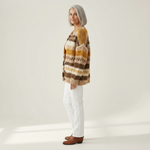 Marlene Strickjacke mit Streifen in Braun & Creme, Seitenansicht