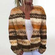 Marlene | Strickjacke mit Streifen in Braun & Creme