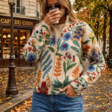 Birgit Strickjacke mit botanischem Blumenmuster, Detailansicht