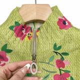 Elke Grüne Strickjacke mit Blumenmuster, Detailansicht