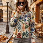 Birgit Strickjacke mit botanischem Blumenmuster, Vorderansicht