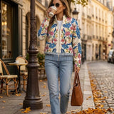 Birgit Strickjacke mit botanischem Blumenmuster, Seitenansicht