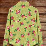 Elke Grüne Strickjacke mit Blumenmuster, Nahaufnahme