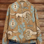 Brigitte Strickjacke mit Pferde- und Kakteenmotiv, Seitenansicht