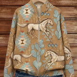 Brigitte Strickjacke mit Pferde- und Kakteenmotiv, Seitenansicht