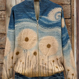 Renate Strickjacke mit Pusteblumen-Motiv, Seitenansicht