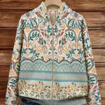 Gisela Strickjacke mit floraler Bordüre, Seitenansicht
