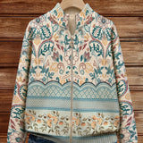 Gisela Strickjacke mit floraler Bordüre, Seitenansicht