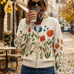Andrea Strickjacke mit Wildblumenmuster, Seitenansicht
