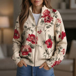 Monika Strickjacke mit Vintage-Rosenmuster, Vorderansicht