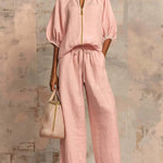 Henrietta Zweiteiliges Outfit mit Bluse und lockerer Hose, Vorderansicht