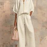 Henrietta Zweiteiliges Outfit mit Bluse und lockerer Hose, Seitenansicht