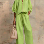 Henrietta Zweiteiliges Outfit mit Bluse und lockerer Hose, Detailansicht