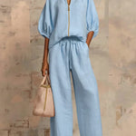 Henrietta Zweiteiliges Outfit mit Bluse und lockerer Hose, Produktansicht