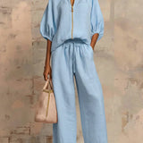 Henrietta Zweiteiliges Outfit mit Bluse und lockerer Hose, Produktansicht
