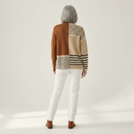 Renate Patchwork-Strickjacke in Braun & Creme, Rückansicht