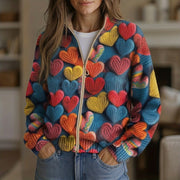 Susanne | Strickjacke mit buntem Herzmuster