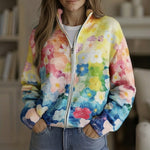 Ursula Strickjacke mit Aquarell-Blumenmuster, Vorderansicht